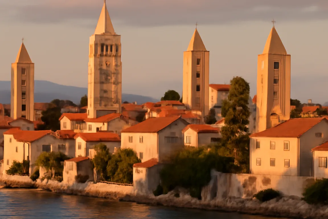 Vieille ville de Rab avec ses quatre clochers médiévaux caractéristiques