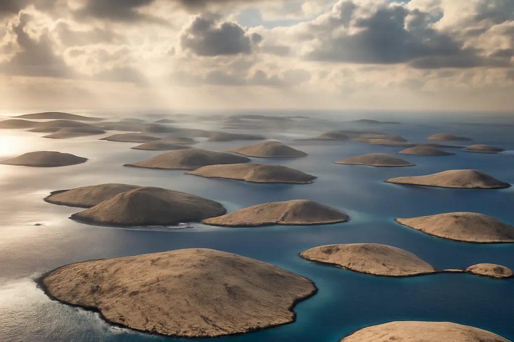 Vue aérienne des îles désertiques de l’archipel des Kornati en Croatie