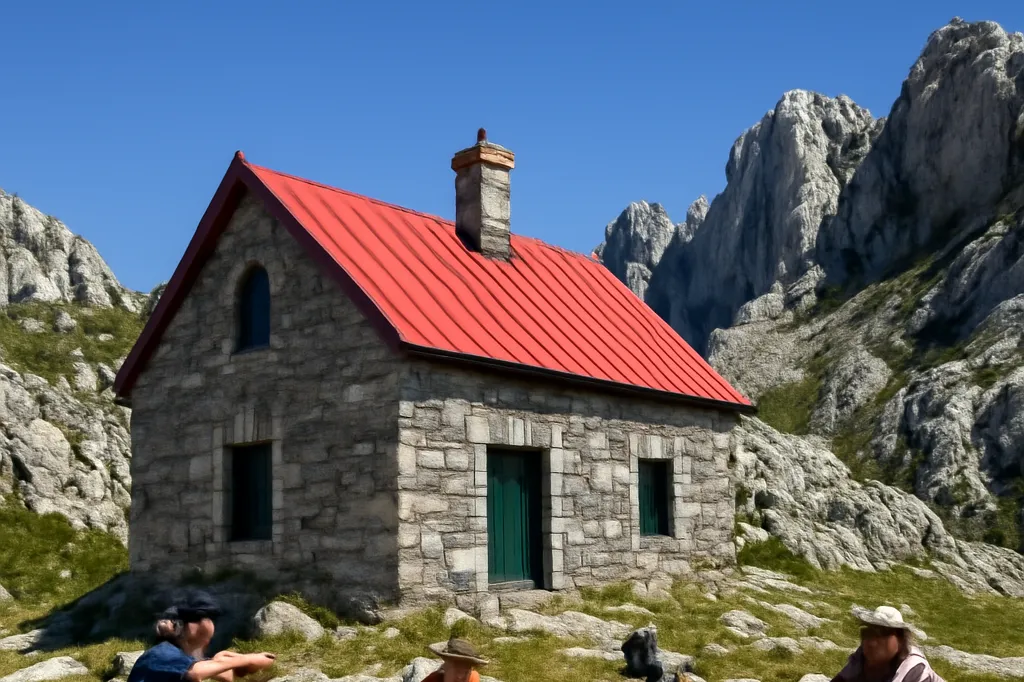 Refuge de montagne en pierre dans le massif du Velebit en Croatie