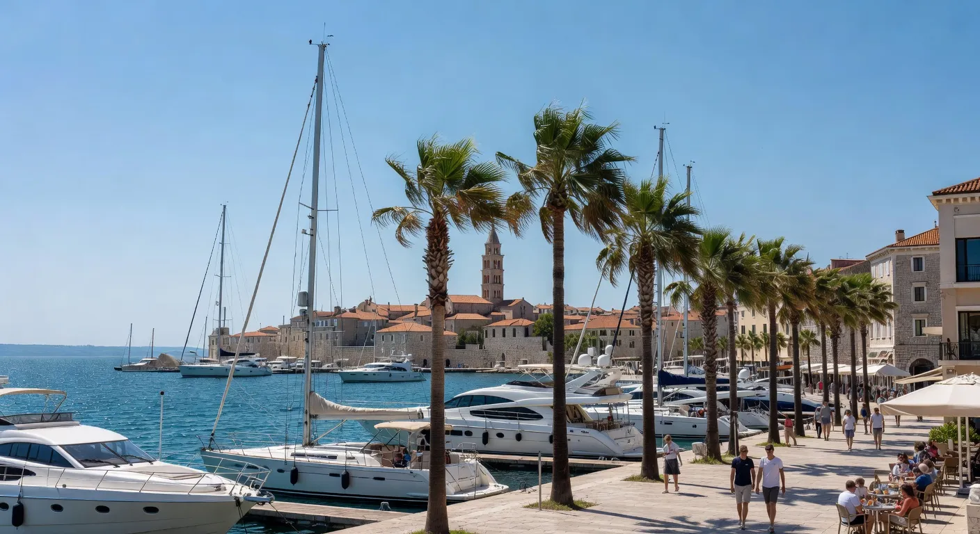 Marina de Split avec yachts et voiliers