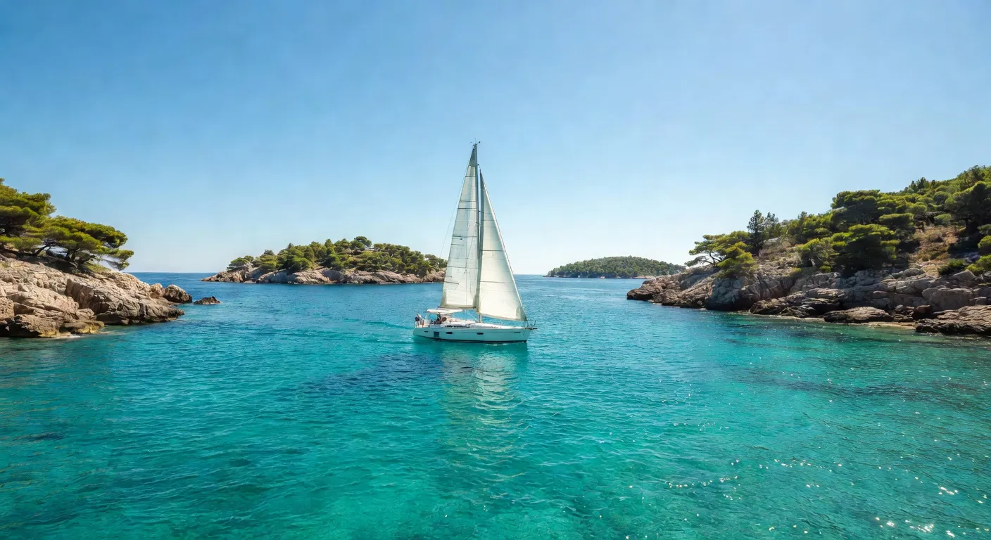 Voilier naviguant entre les îles croates