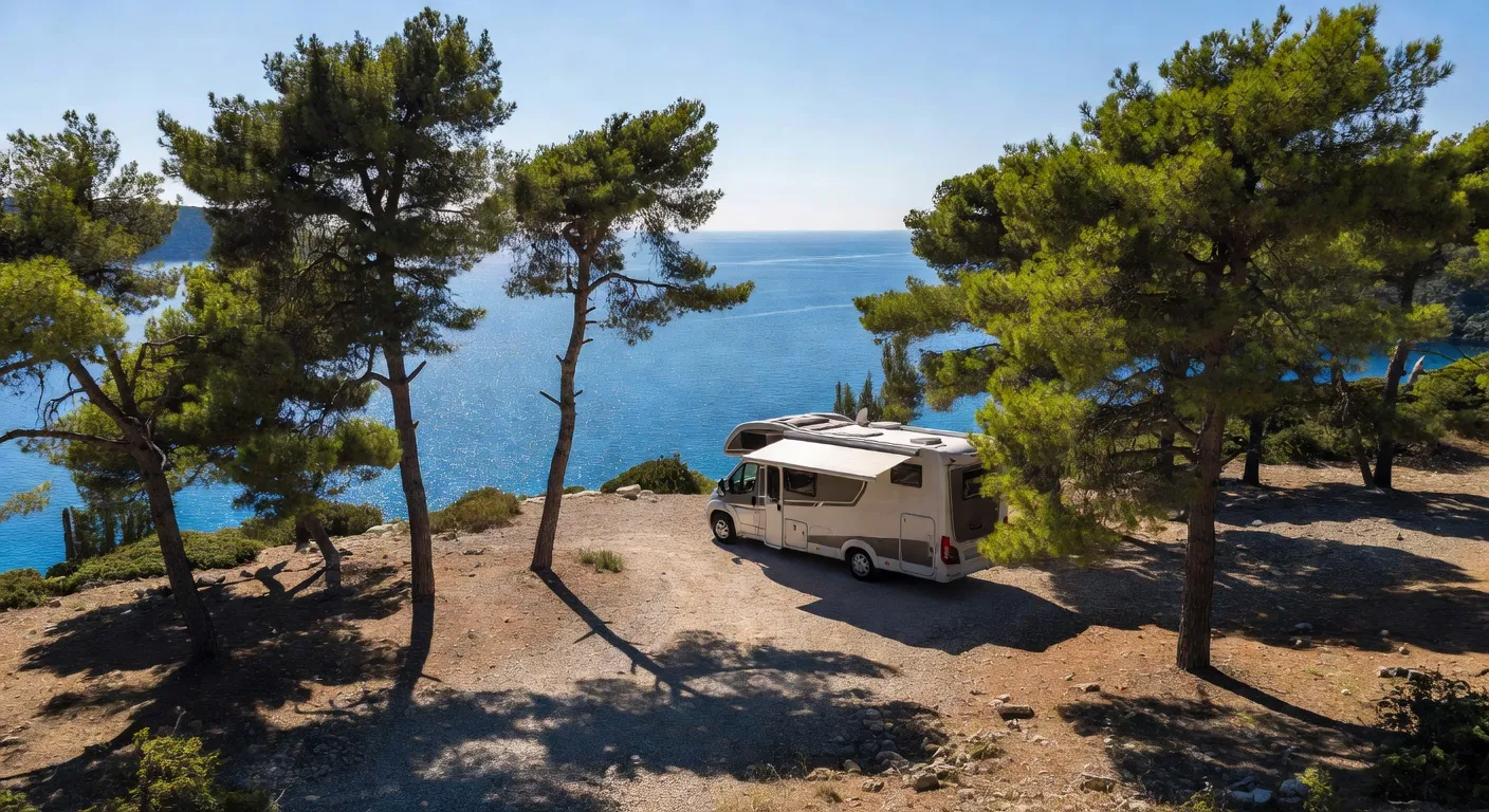 Aire de camping-car sur la côte dalmate avec vue mer