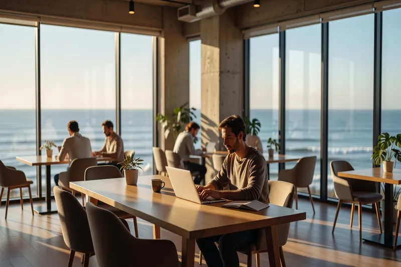 Digital nomad travaillant depuis un appartement en Croatie avec vue sur la mer