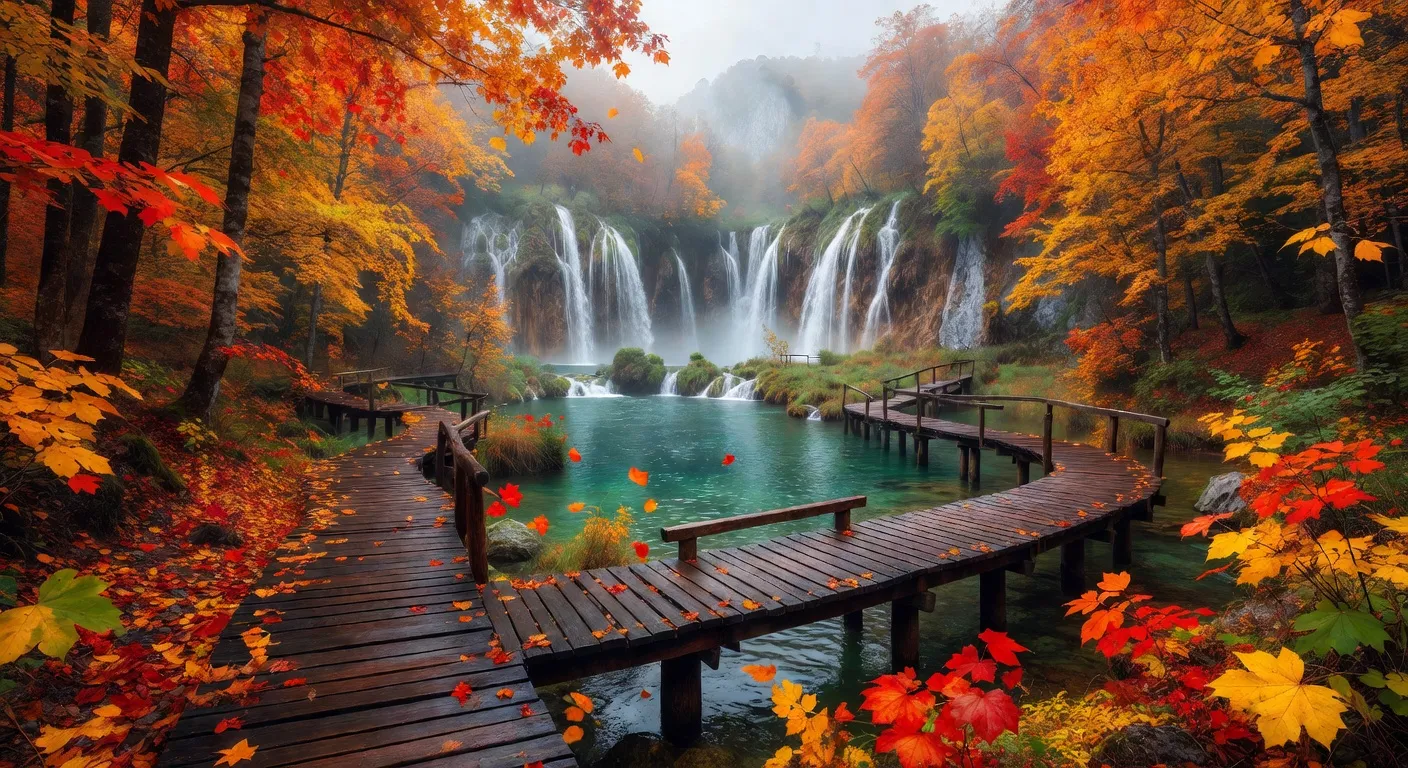 Lacs de Plitvice aux couleurs d'automne