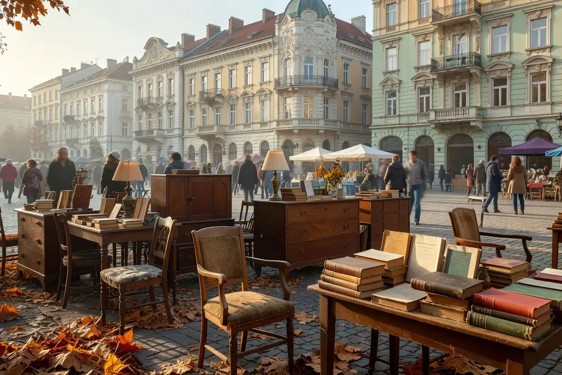 Vue de la place Britanac a Zagreb avec son marche du dimanche