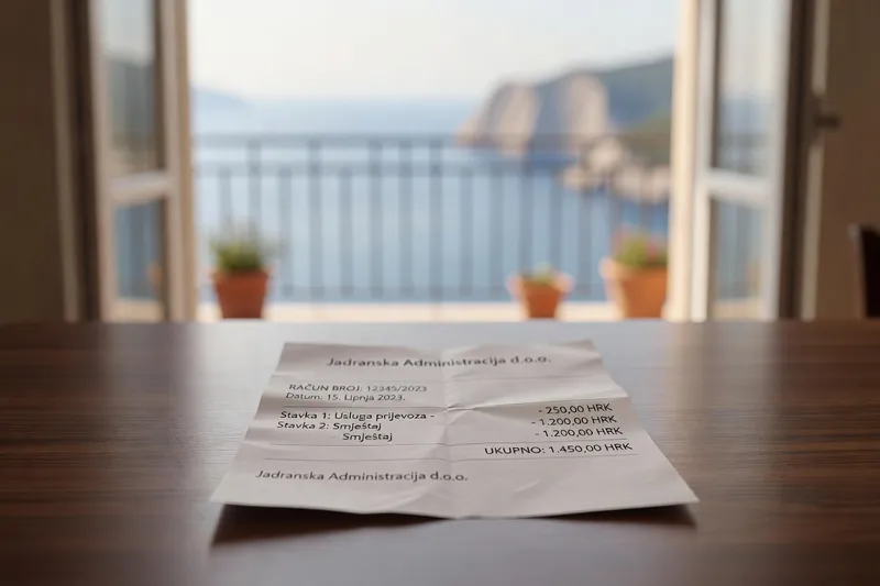 Reçu de taxe de séjour croate remis à un voyageur