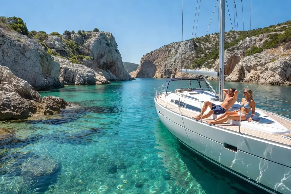 Voilier sur mer Adriatique en Dalmatie