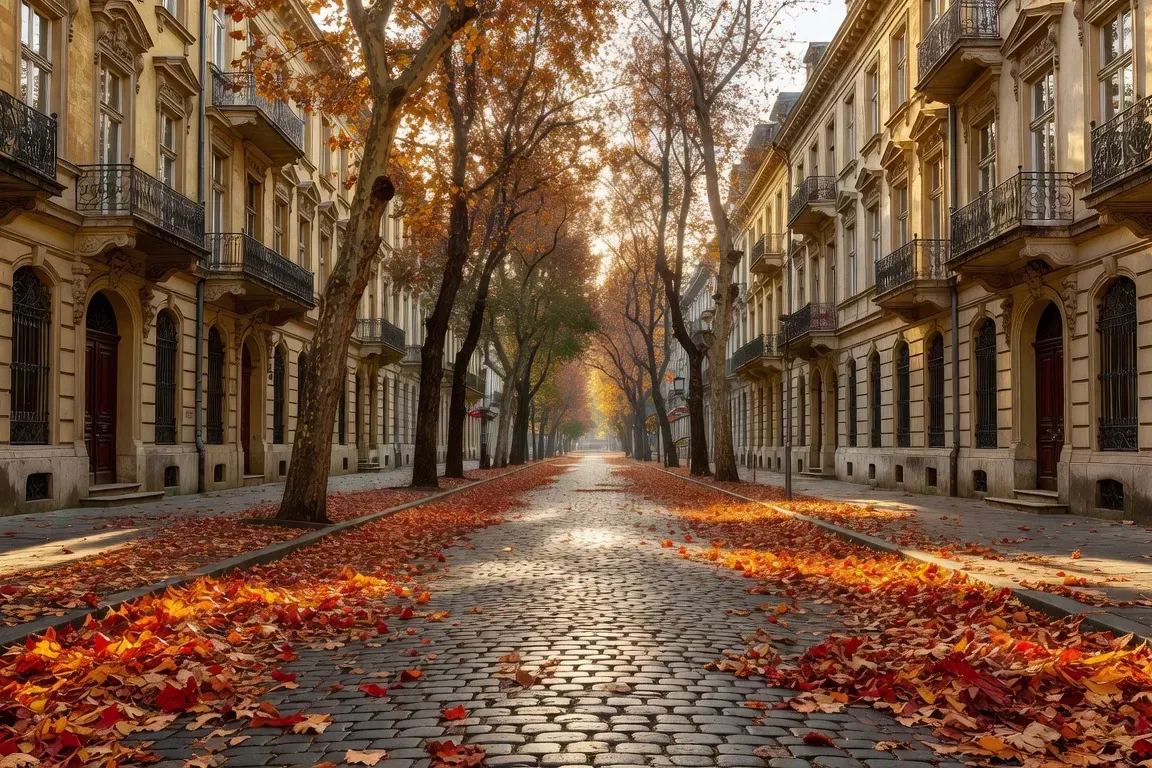 Rue elegante du centre de Zagreb avec architecture austro-hongroise et lumiere d'automne