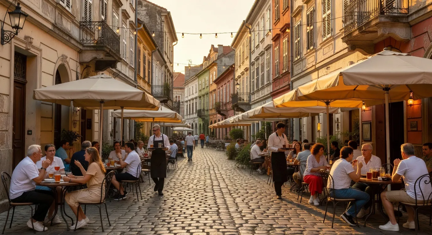 Terrasses de cafés dans la rue Tkalciceva à Zagreb